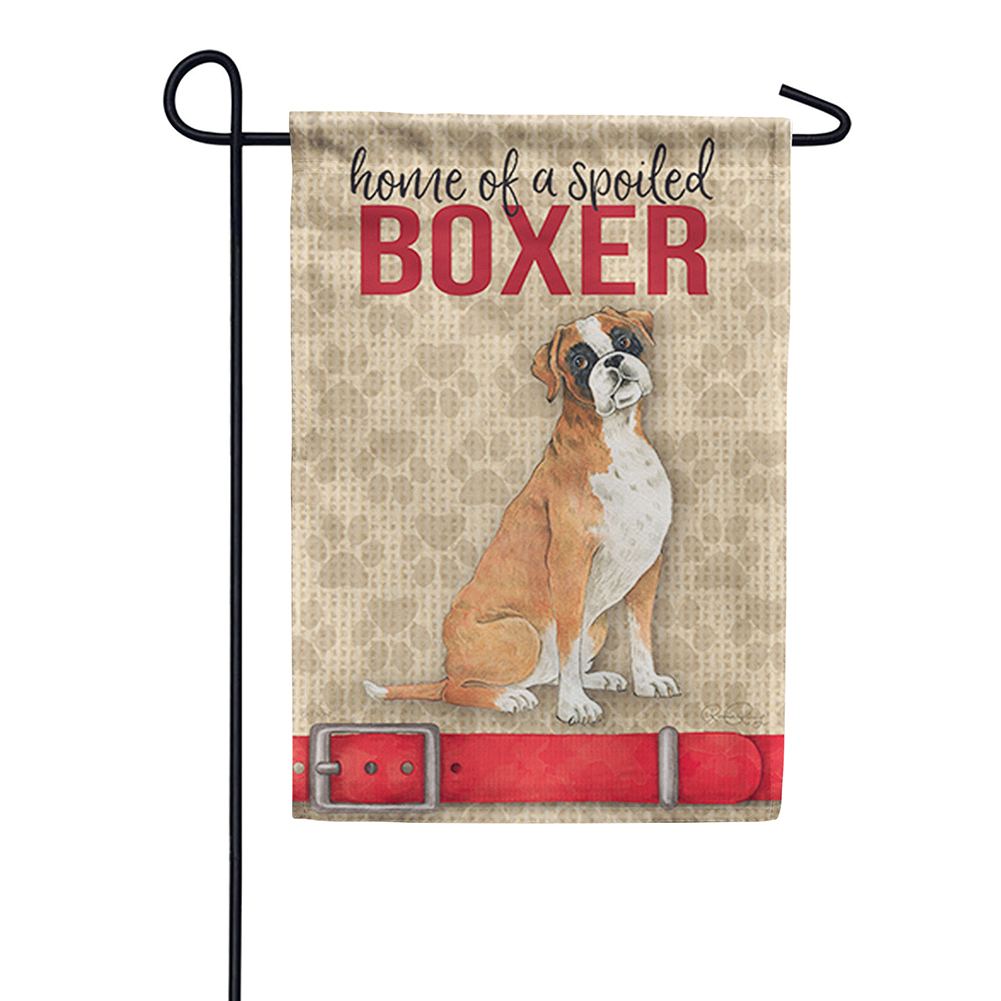 Spoiled Boxer Garden Flag