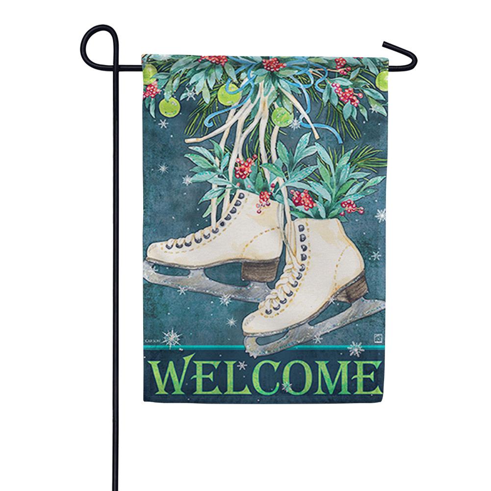 Festive Skates Glitter Trends Garden Flag