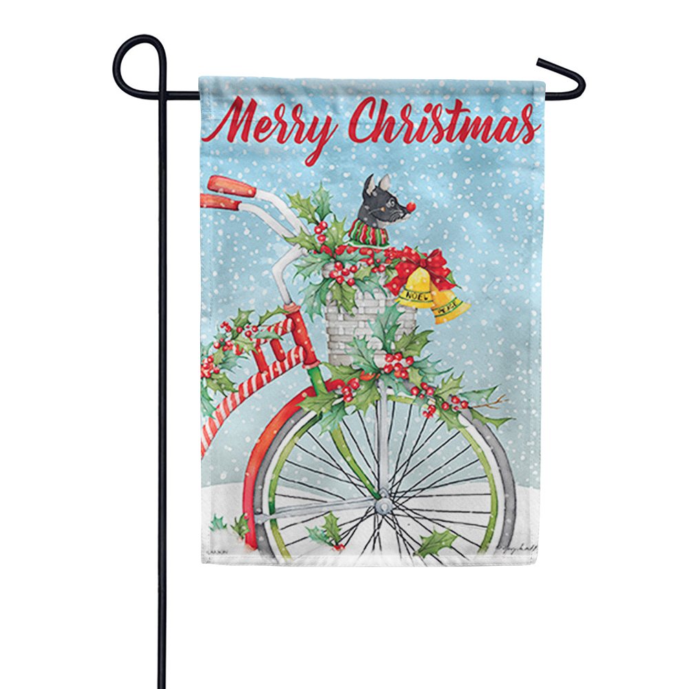 Christmas Bike Pup Garden Flag