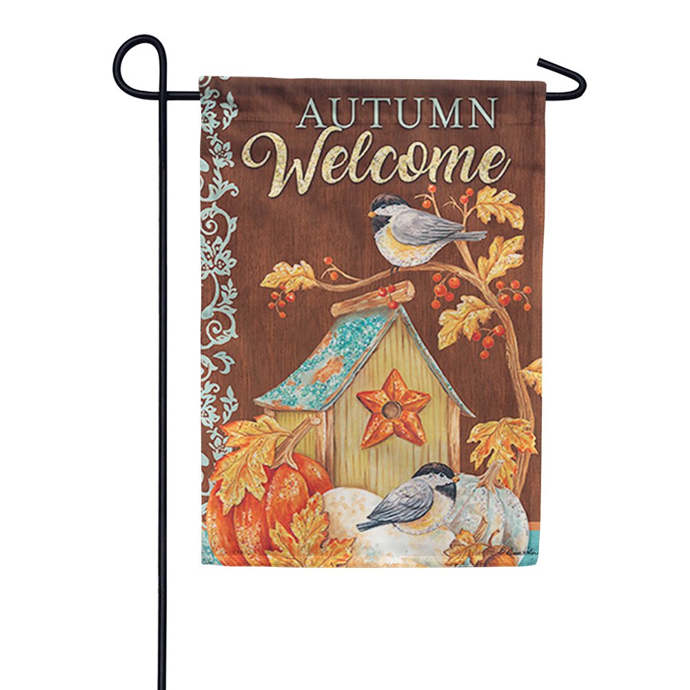 Chickadee Birdhouse Glitter Trends Garden Flag