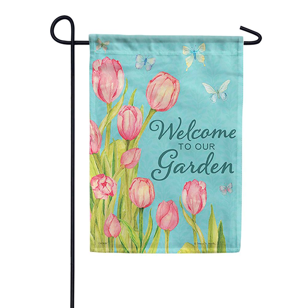 Tulips & Butterflies Double Sided Garden Flag