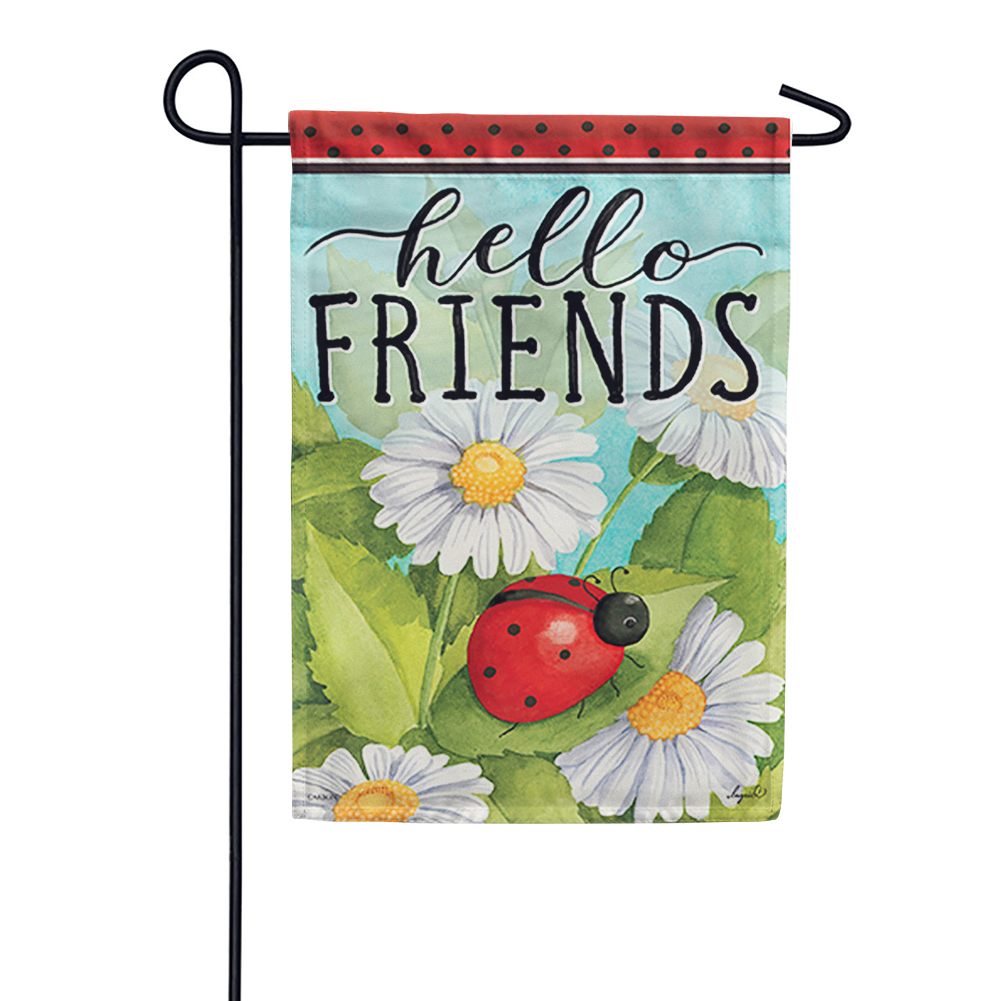 Ladybug & Daisies Glitter Garden Flag