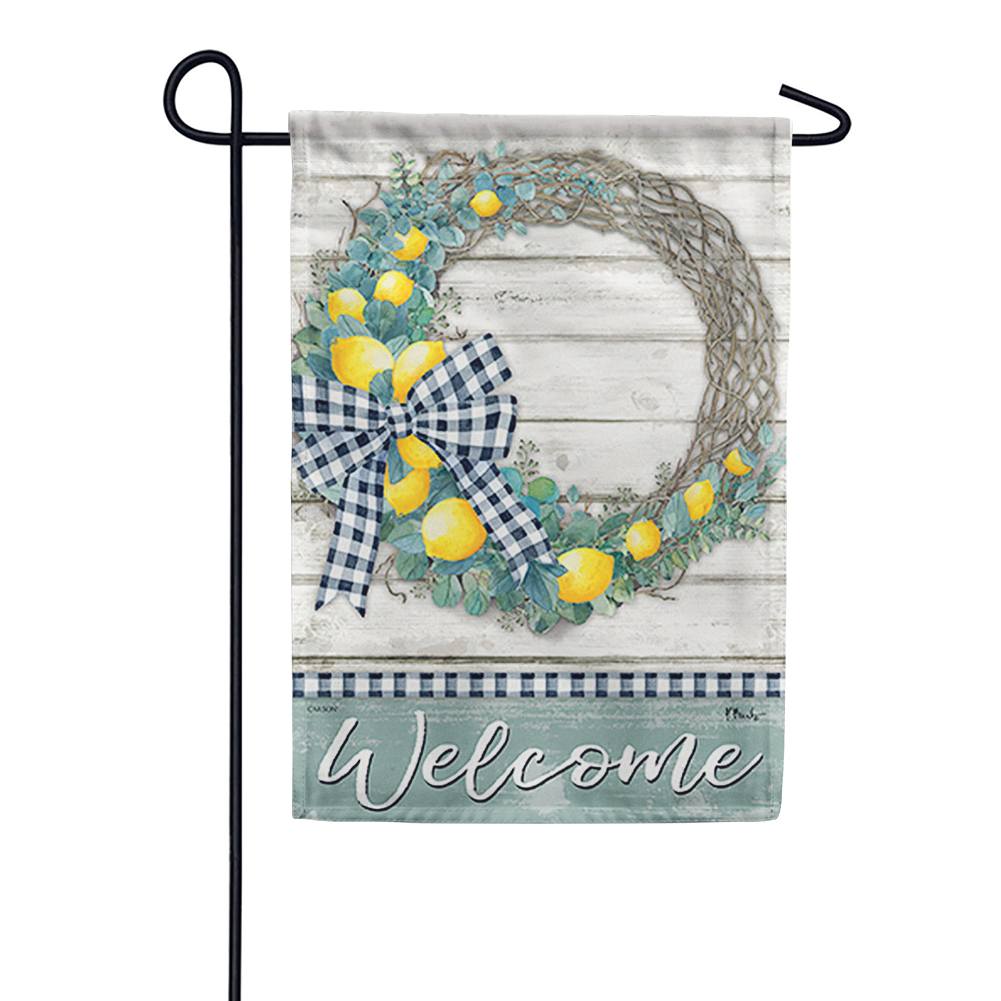 Lemon Wreath Welcome Double Sided Garden Flag