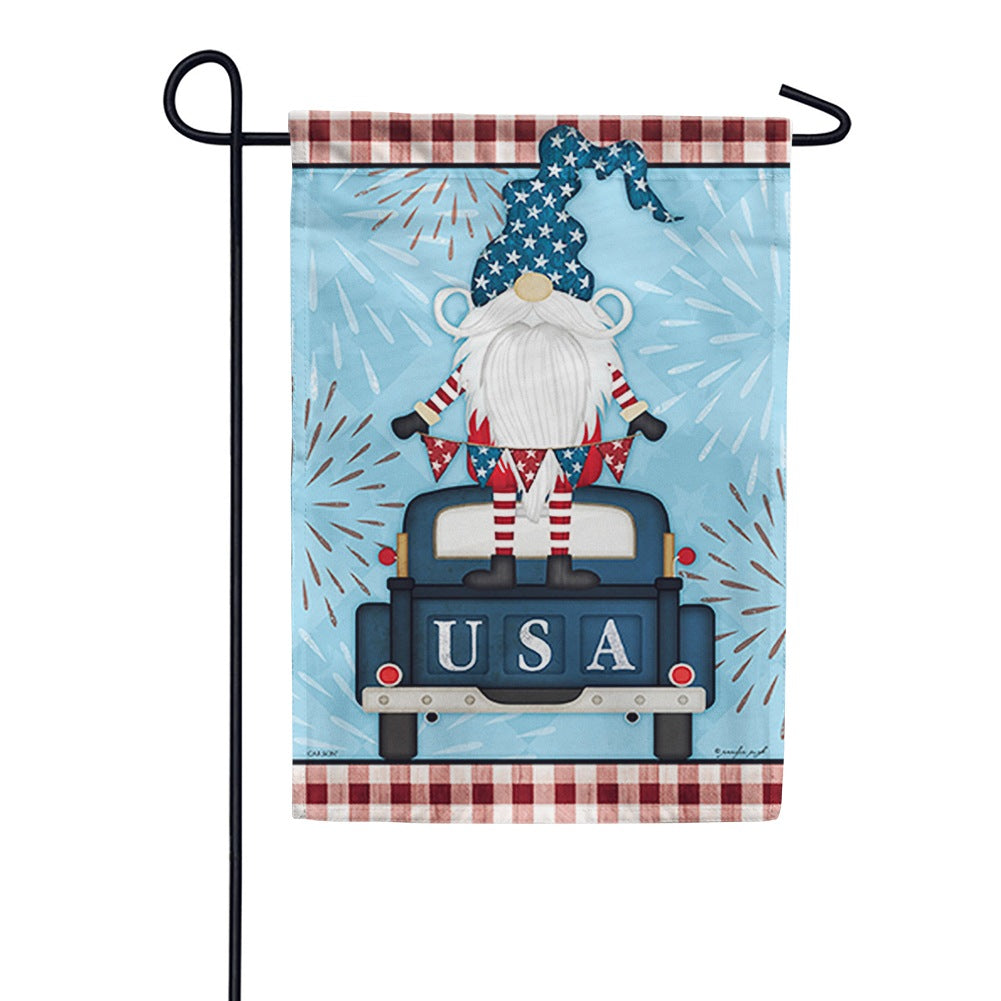 Patriotic Gnome Glitter Garden Flag