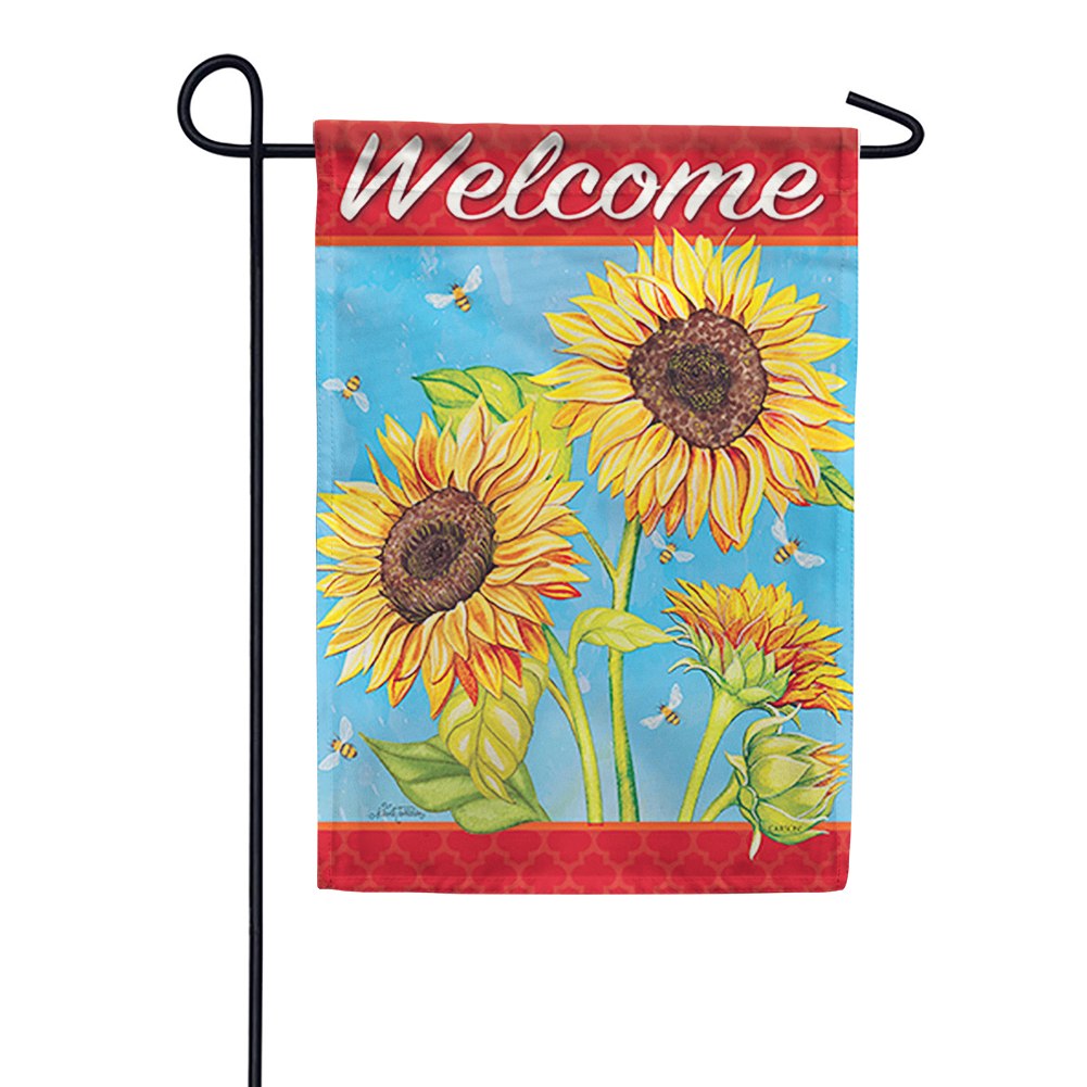 Sunflower Field Welcome Double Sided Garden Flag