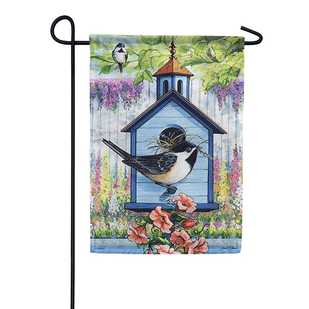 Chickadee Homecoming Double Sided Garden Flag