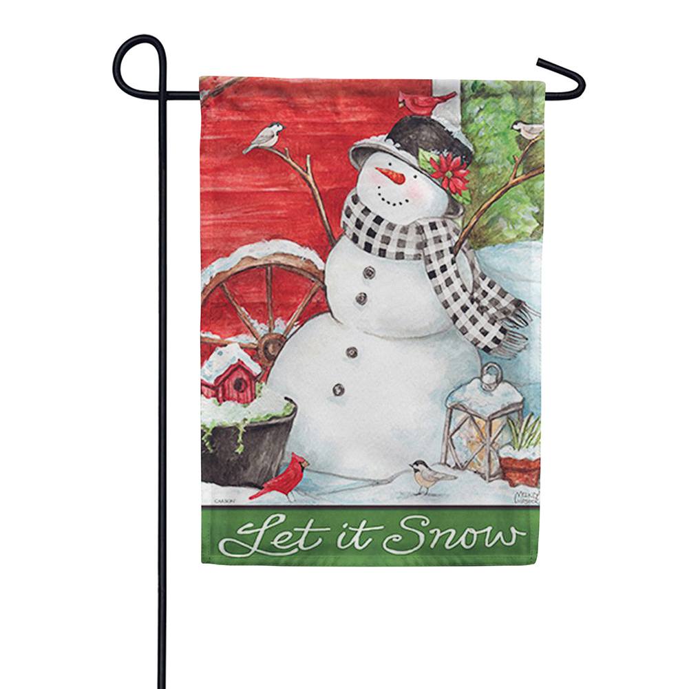 Snowman Bird Friends Double Sided Garden Flag