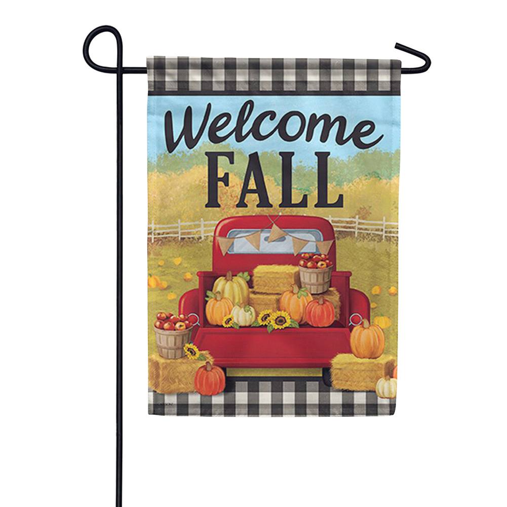 Fall Red Truck Double Sided Garden Flag