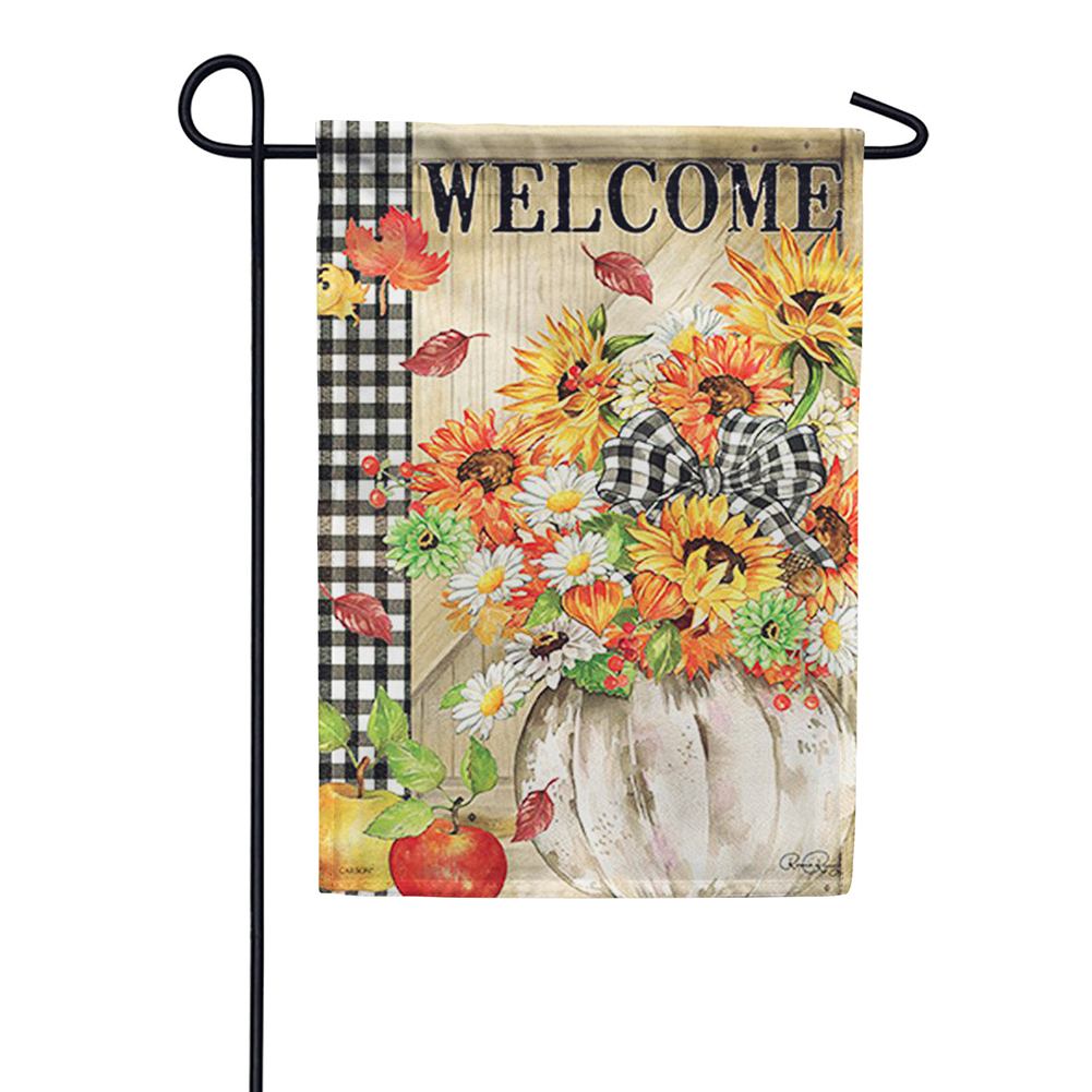 Pumpkin Floral Welcome Double Sided Garden Flag