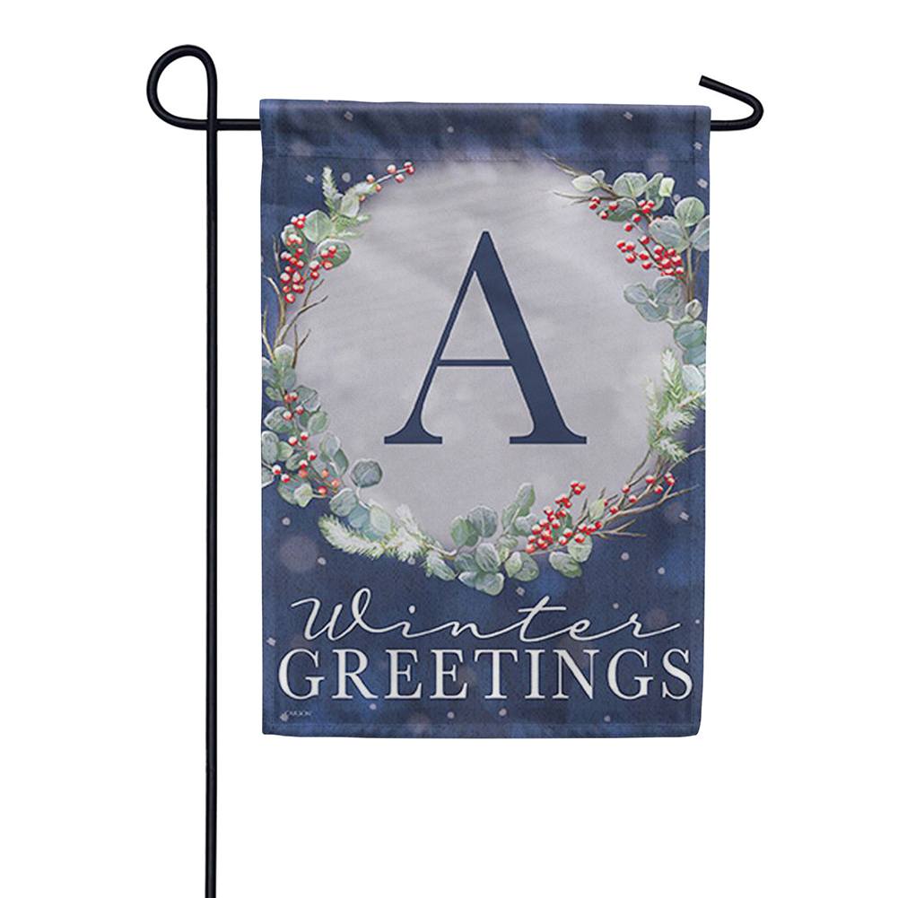 Frosty Winter Monogram Double Sided Garden Flag