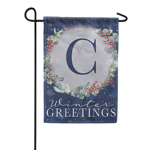 Frosty Winter Monogram Double Sided Garden Flag