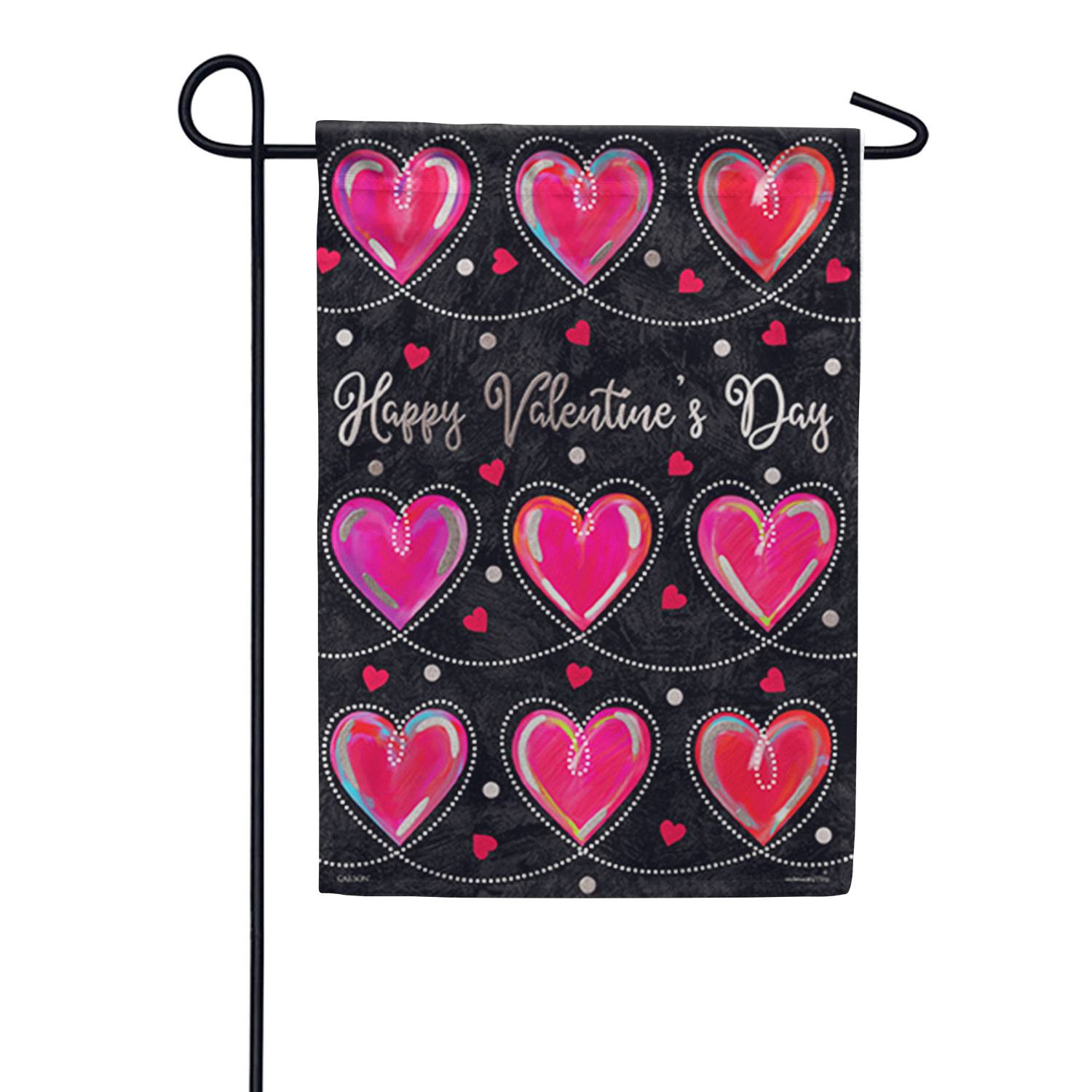 Loopy Hearts Foil Accent Garden Flag