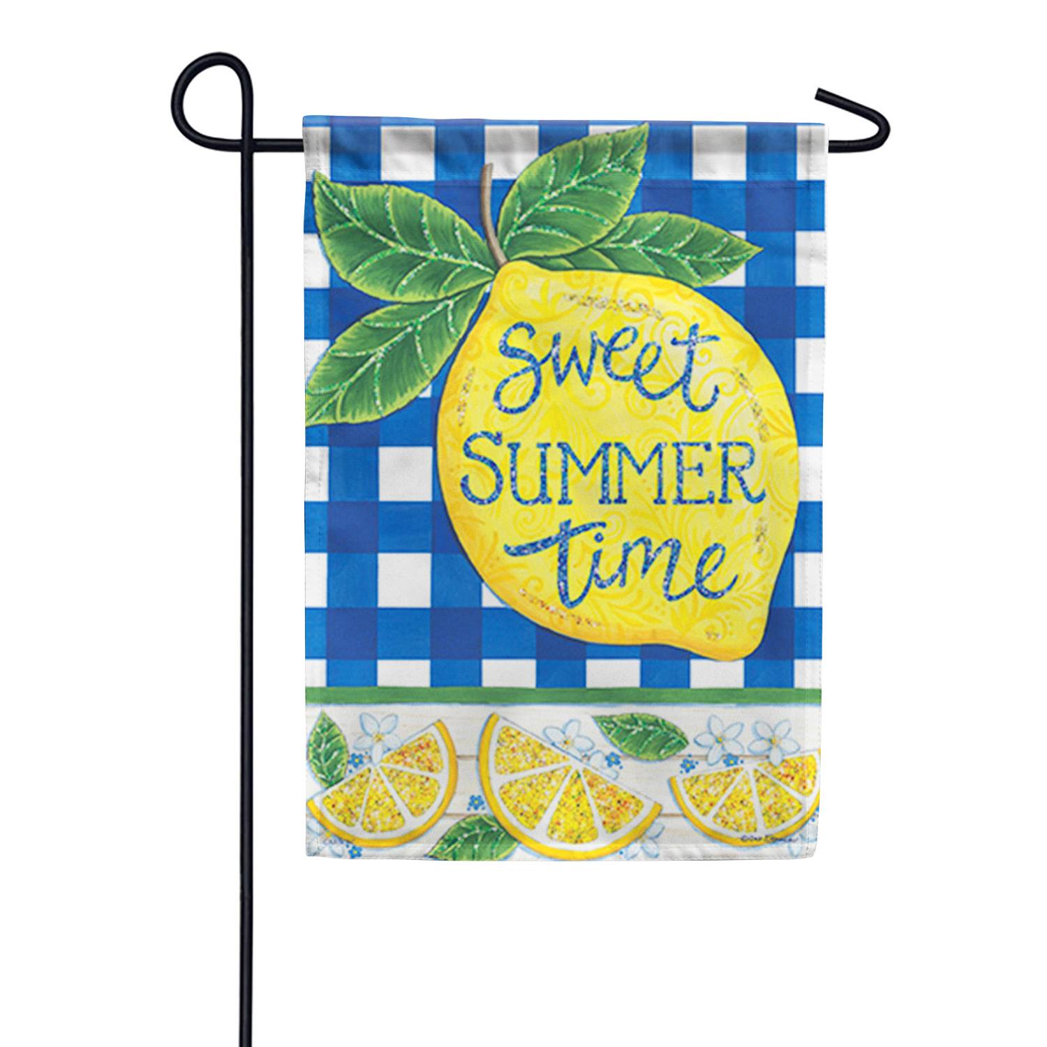Sweet Summertime Lemon Glitter Trends Garden Flag