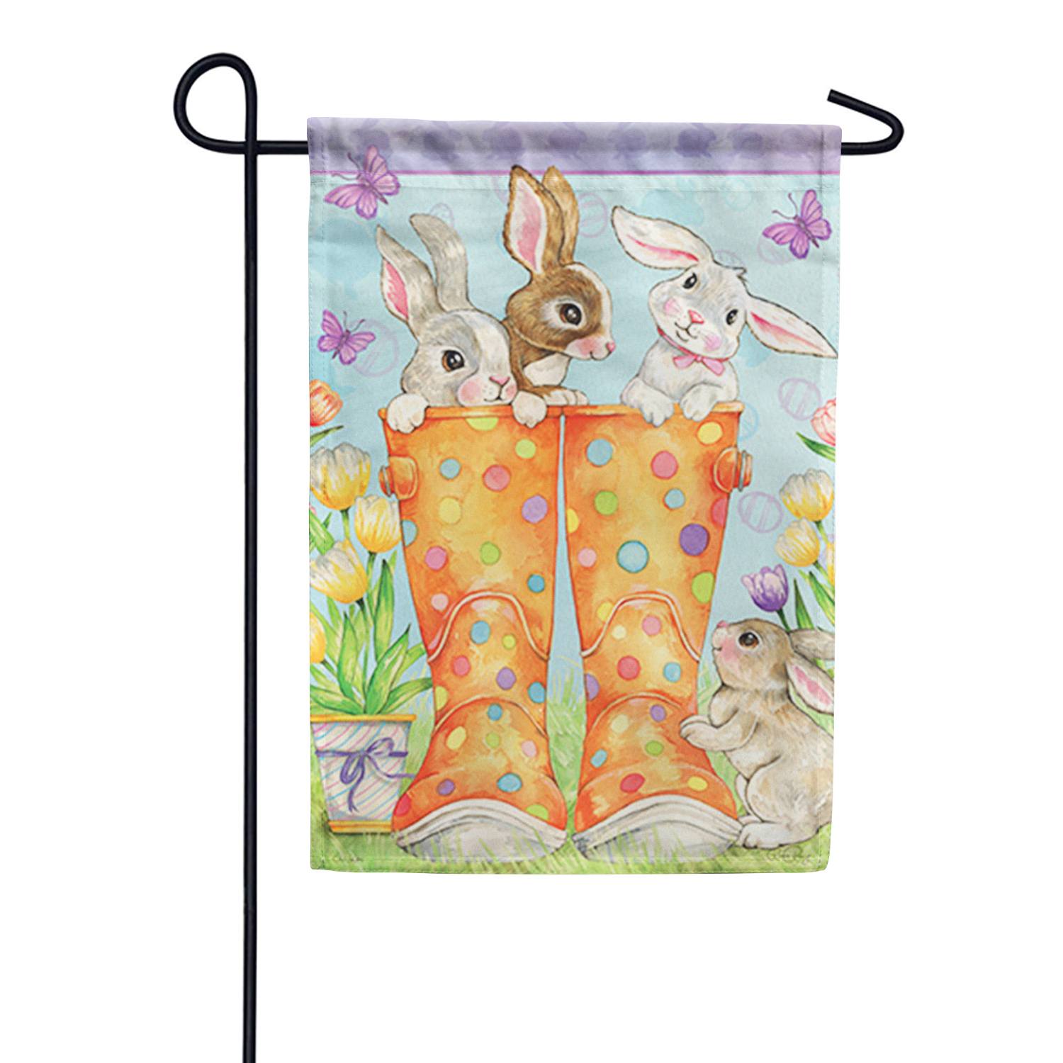 Boot Bunnies Garden Flag