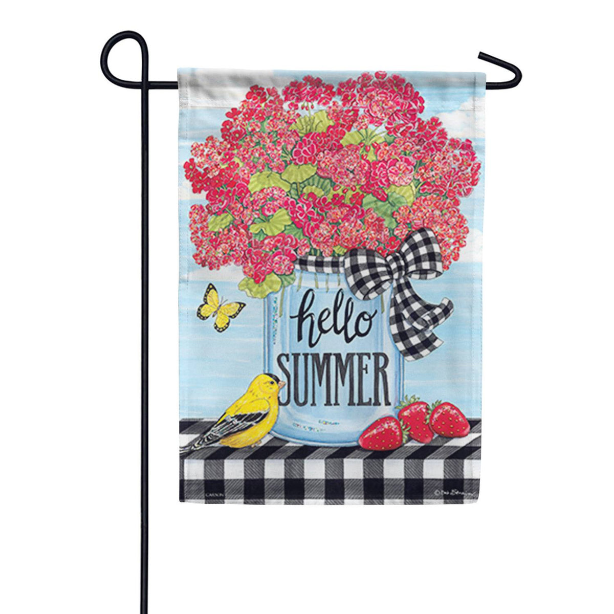 Jar of Geraniums Glittertrends Garden Flag