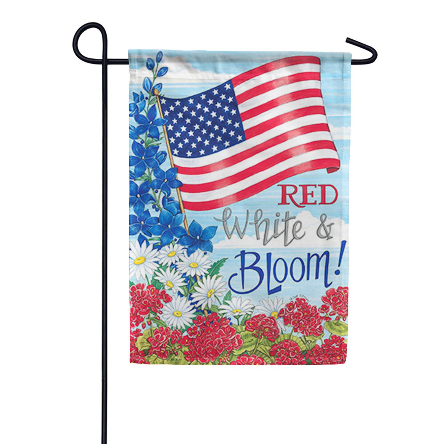 Patriotic Flag Floral Garden Flag