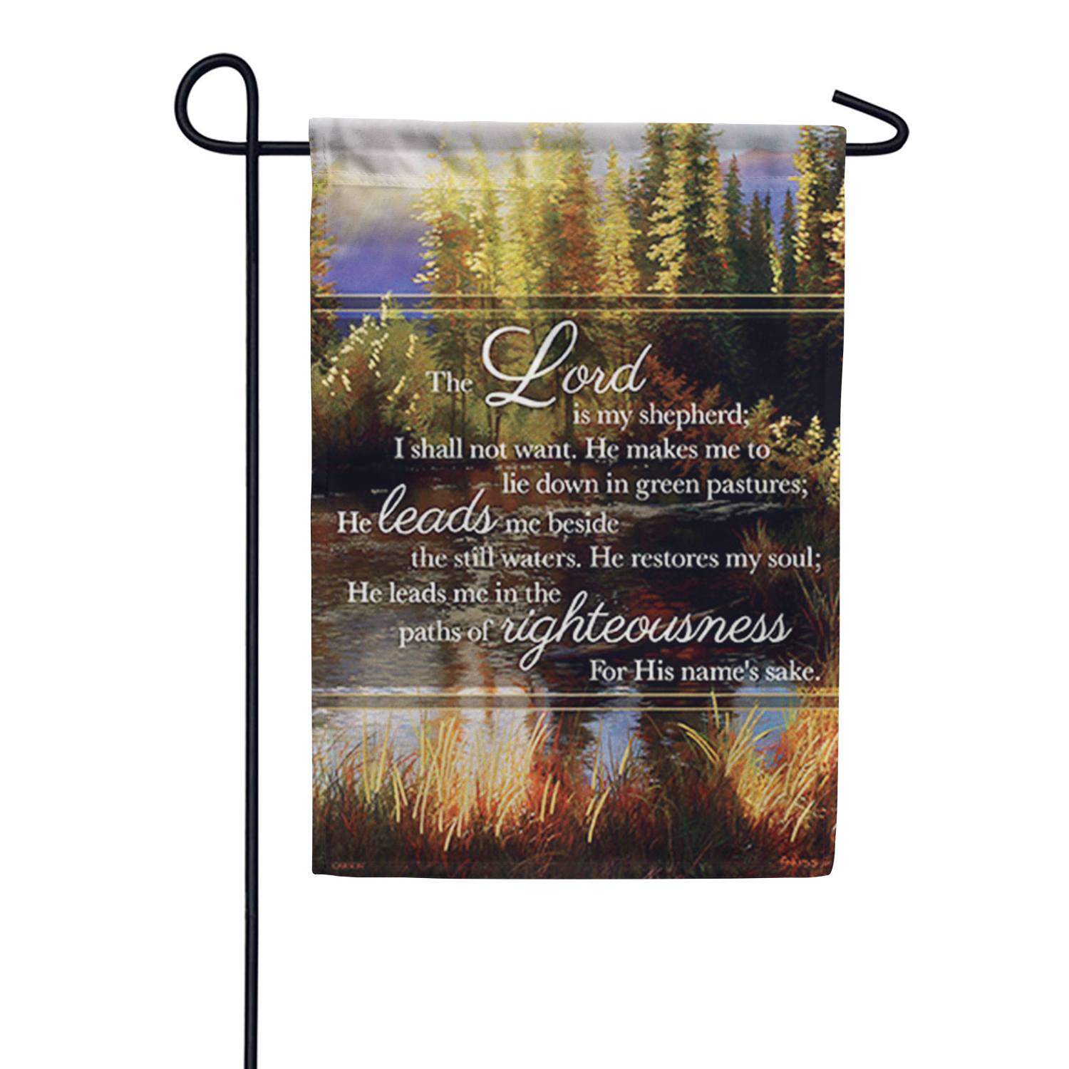 Psalm 23 Foil Accent Garden Flag