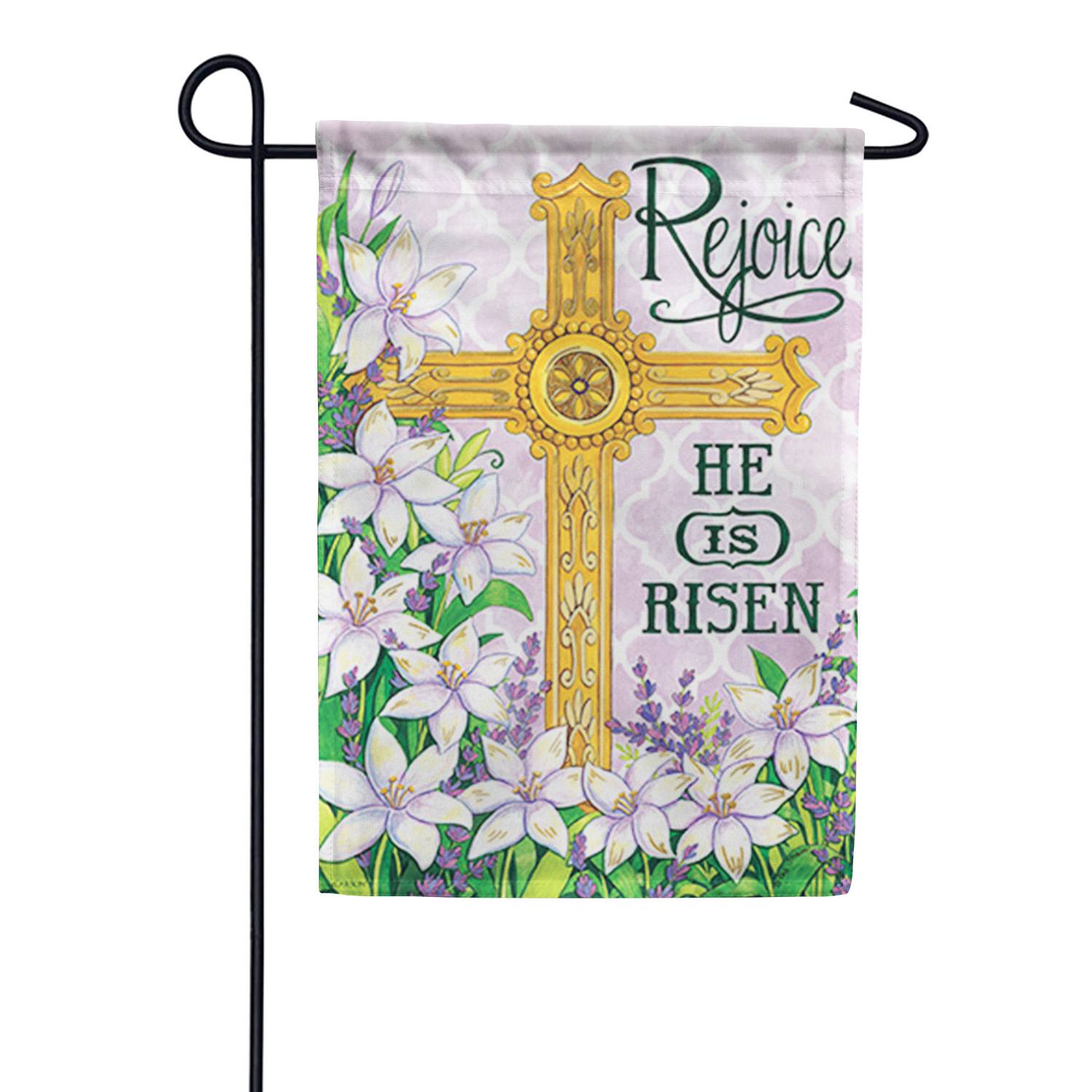 Rejoice, He is Risen Foil Accent Garden Flag