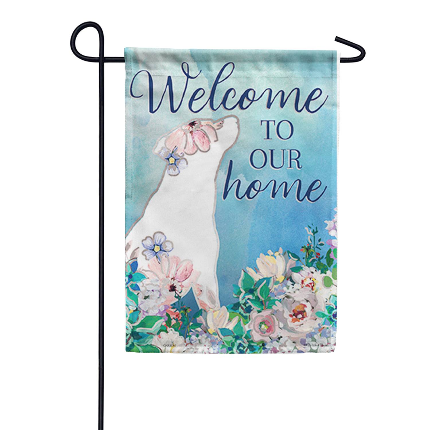 Floral Dog Foil Accent Garden Flag