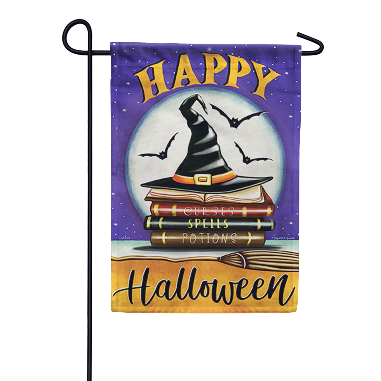 Witch Hat & Books Garden Flag