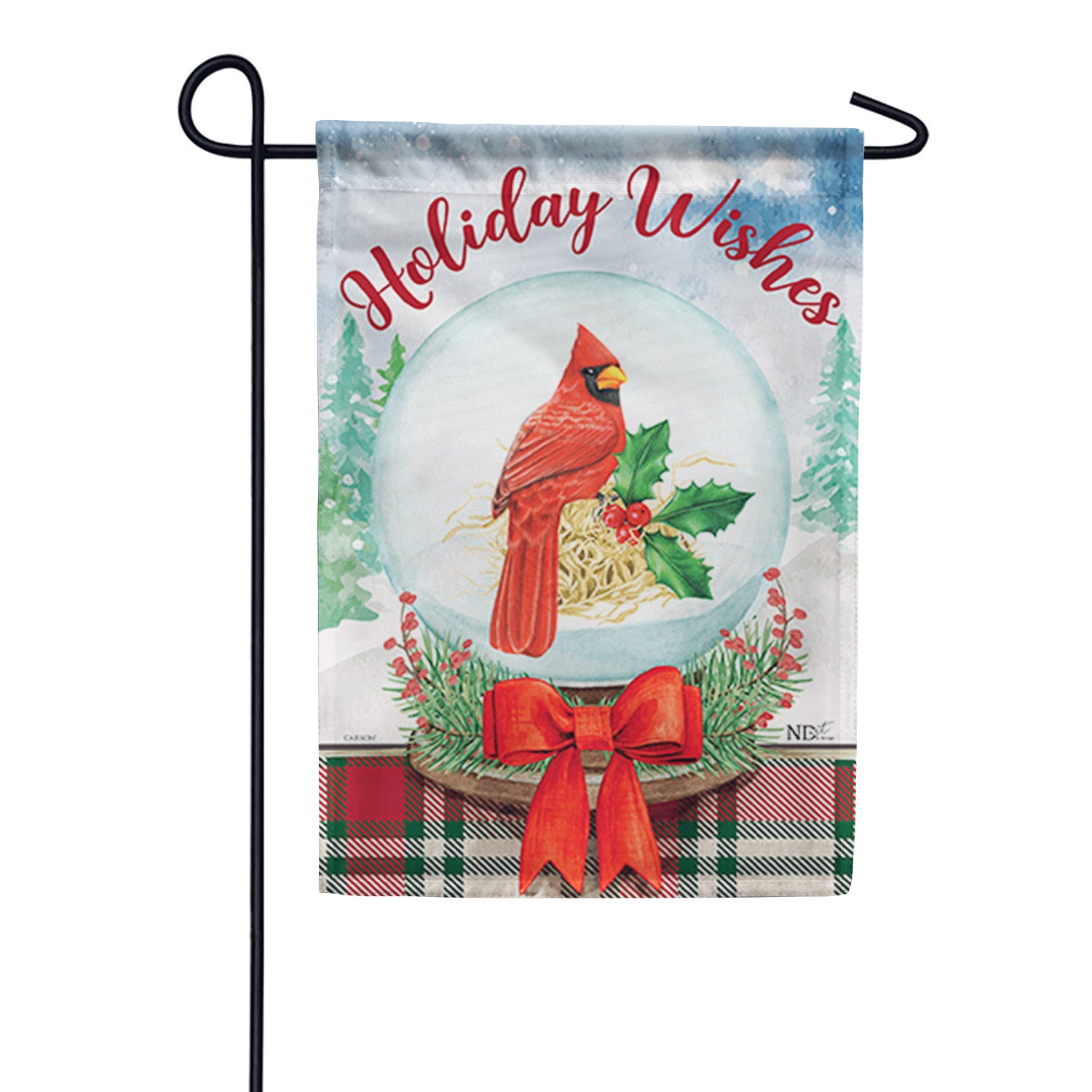 Cardinal Snow Globe Garden Flag