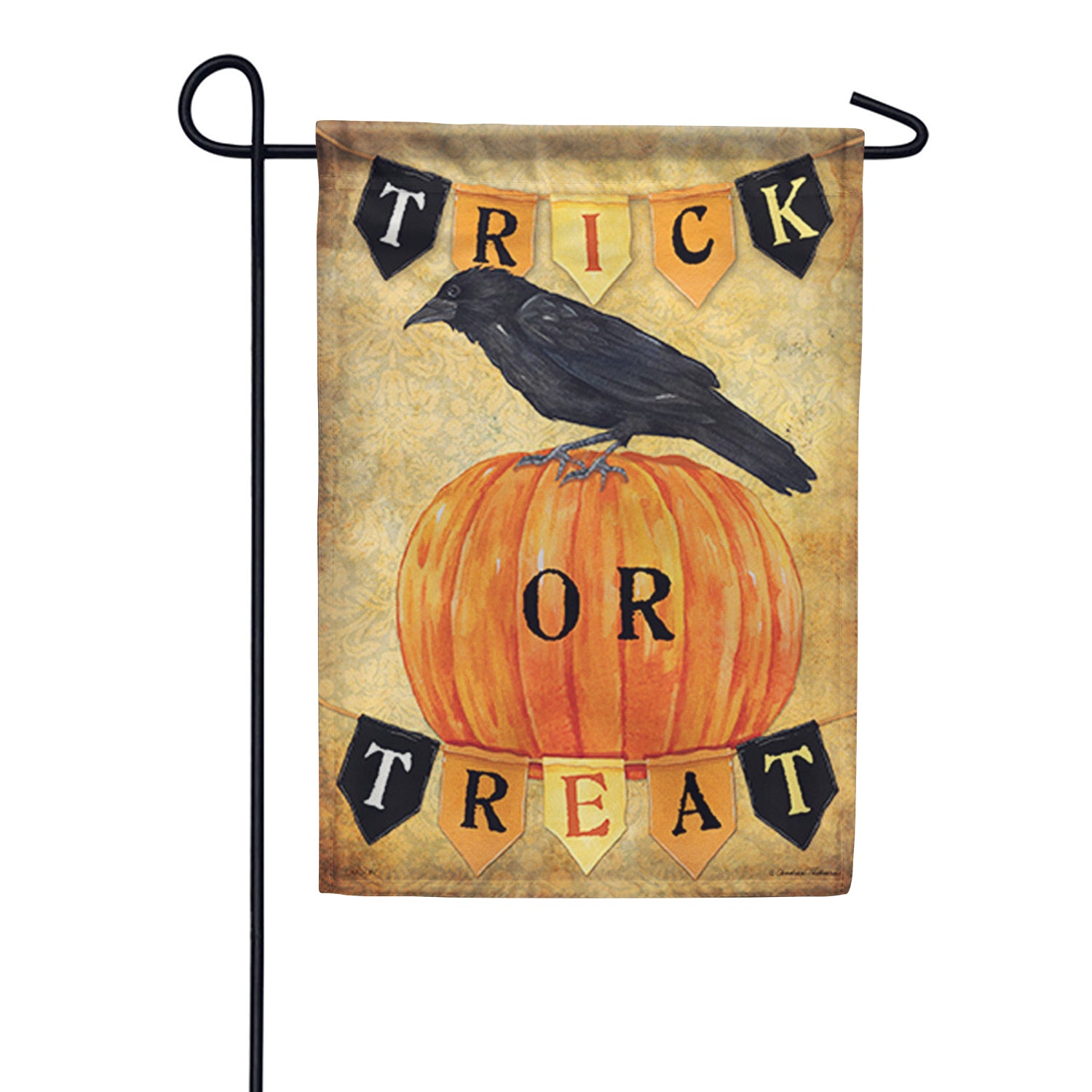 Trick or Treat Crow Garden Flag