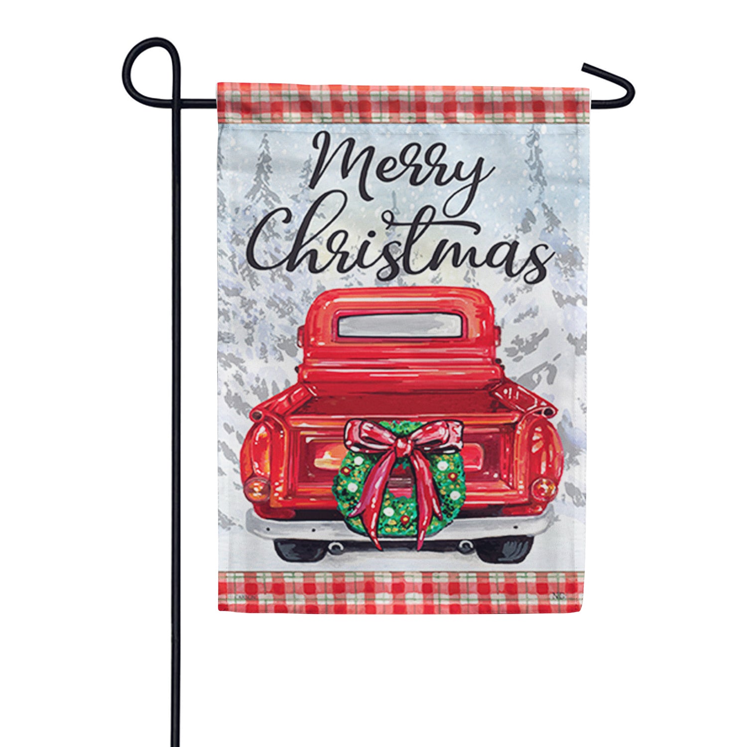 Wreath Truck Garden Flag