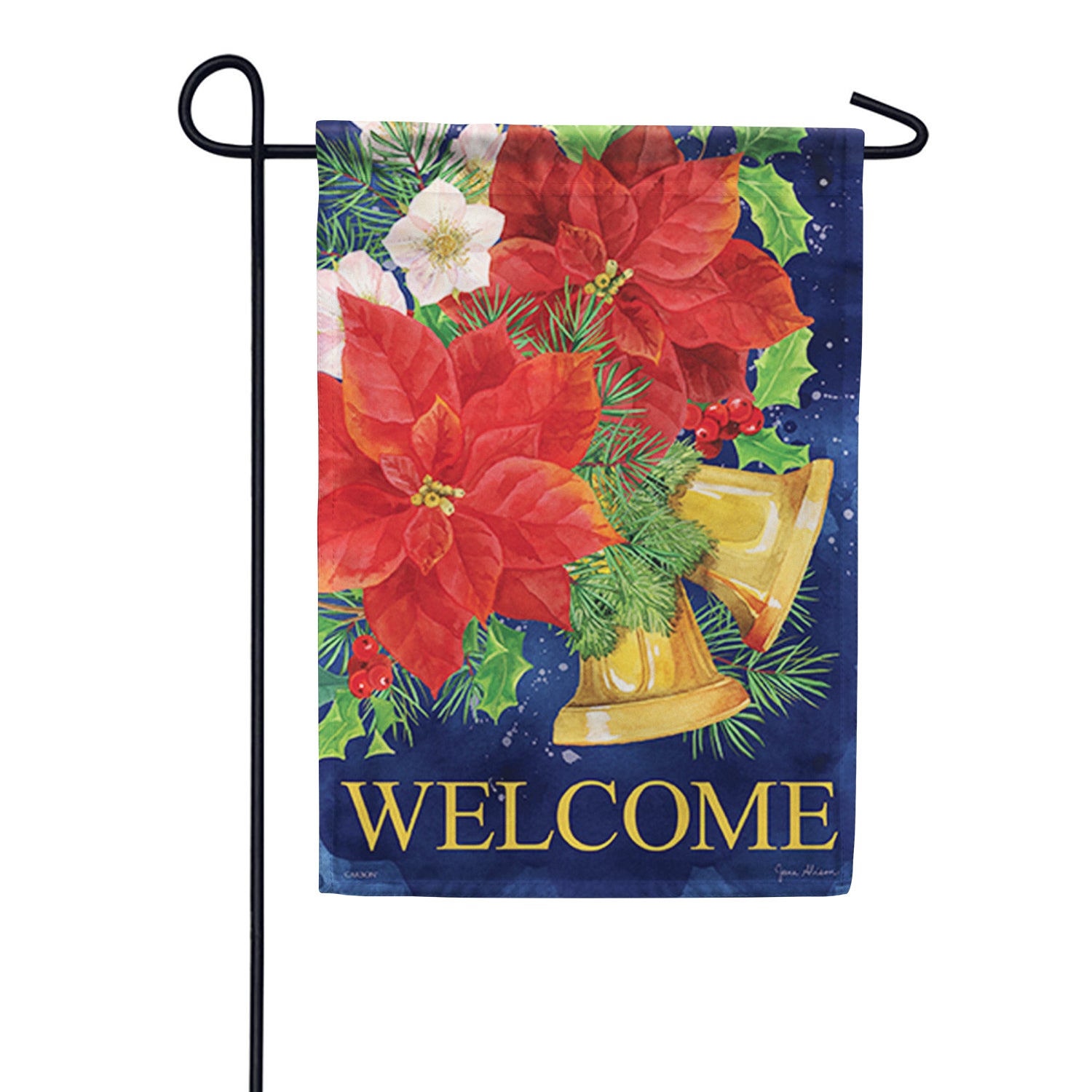 Poinsettias Bells Garden Flag