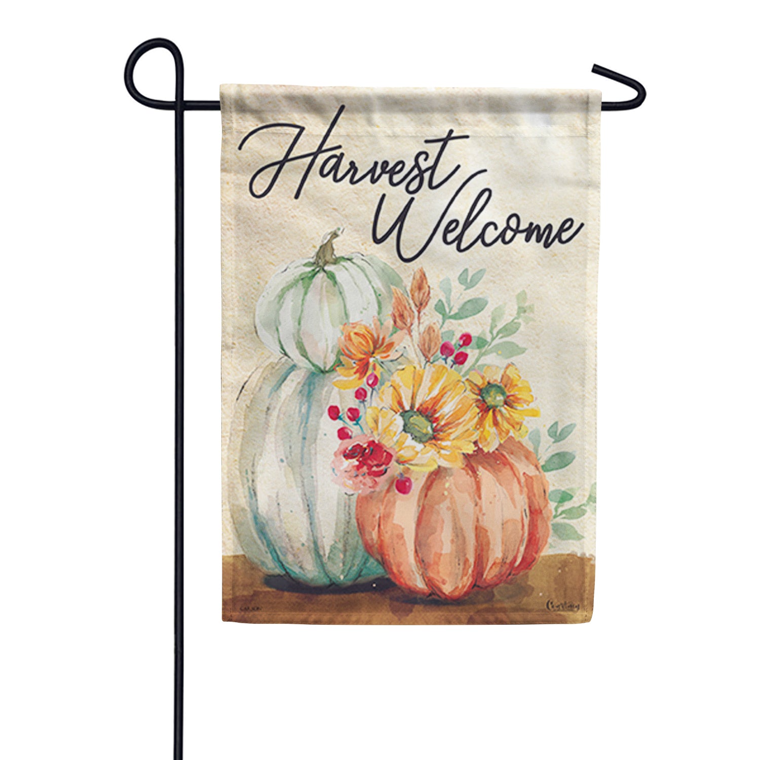 Pumpkin Watercolor Garden Flag