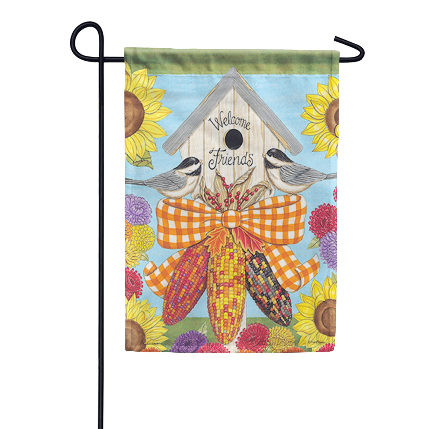 Chickadees & Corn Garden Flag