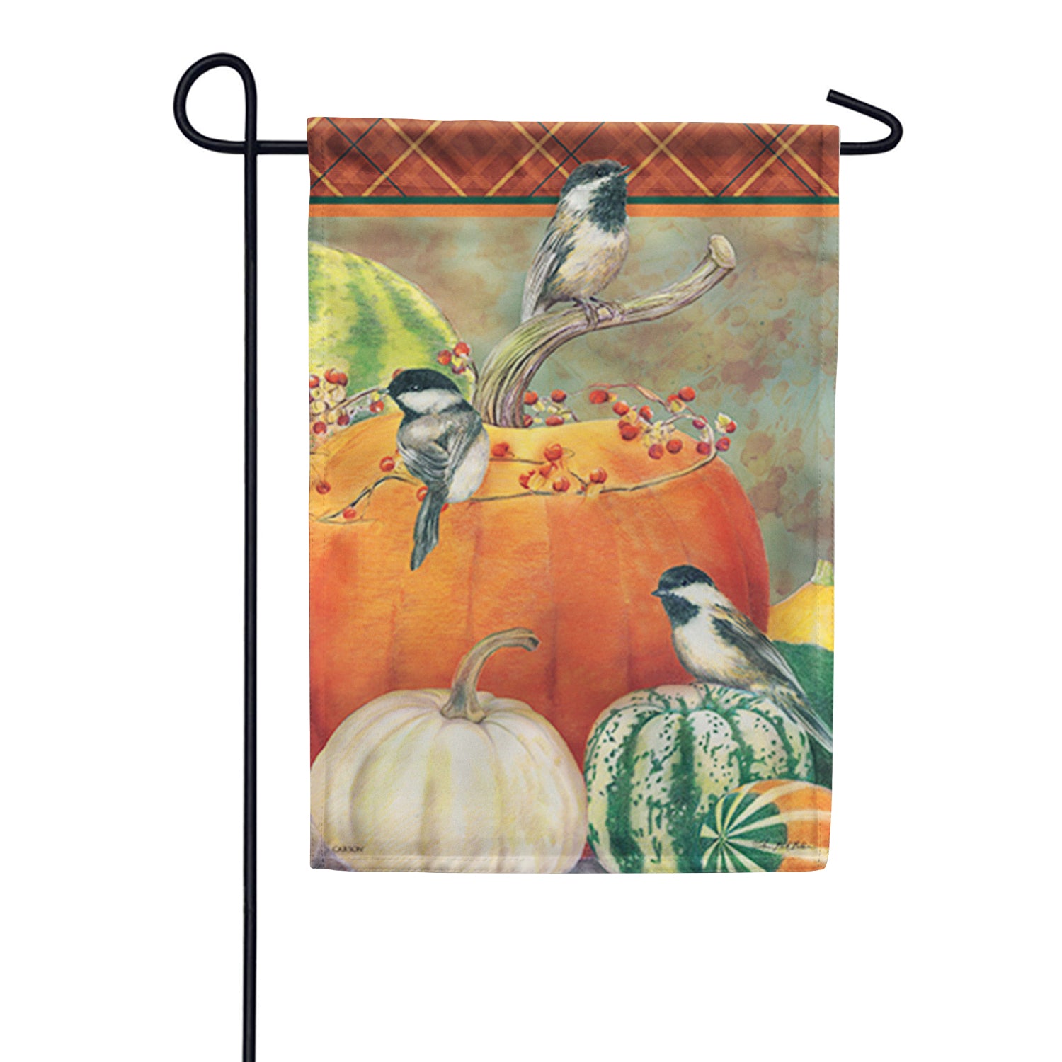 Chickadees & Gourds Garden Flag