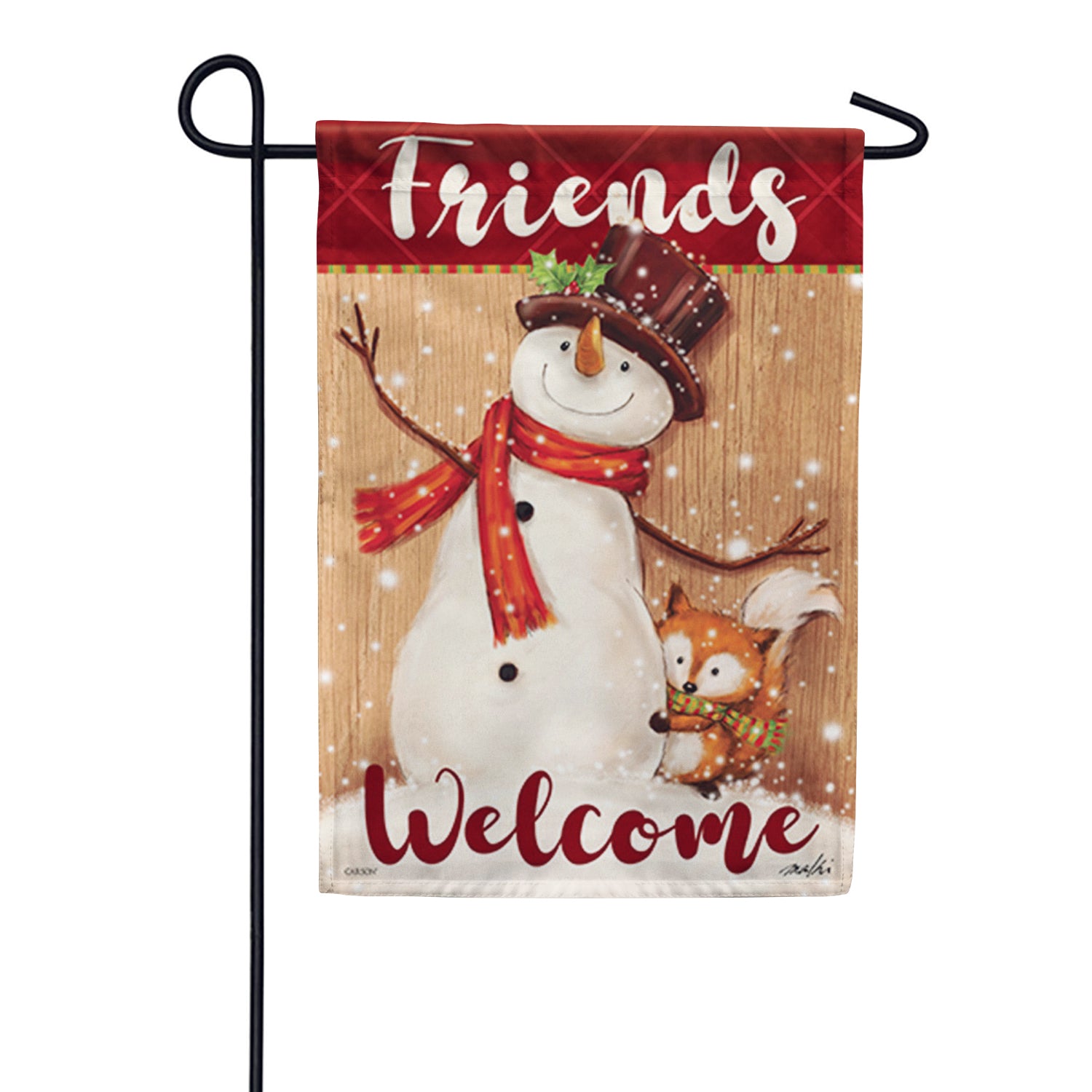 Snowman & Fox Garden Flag