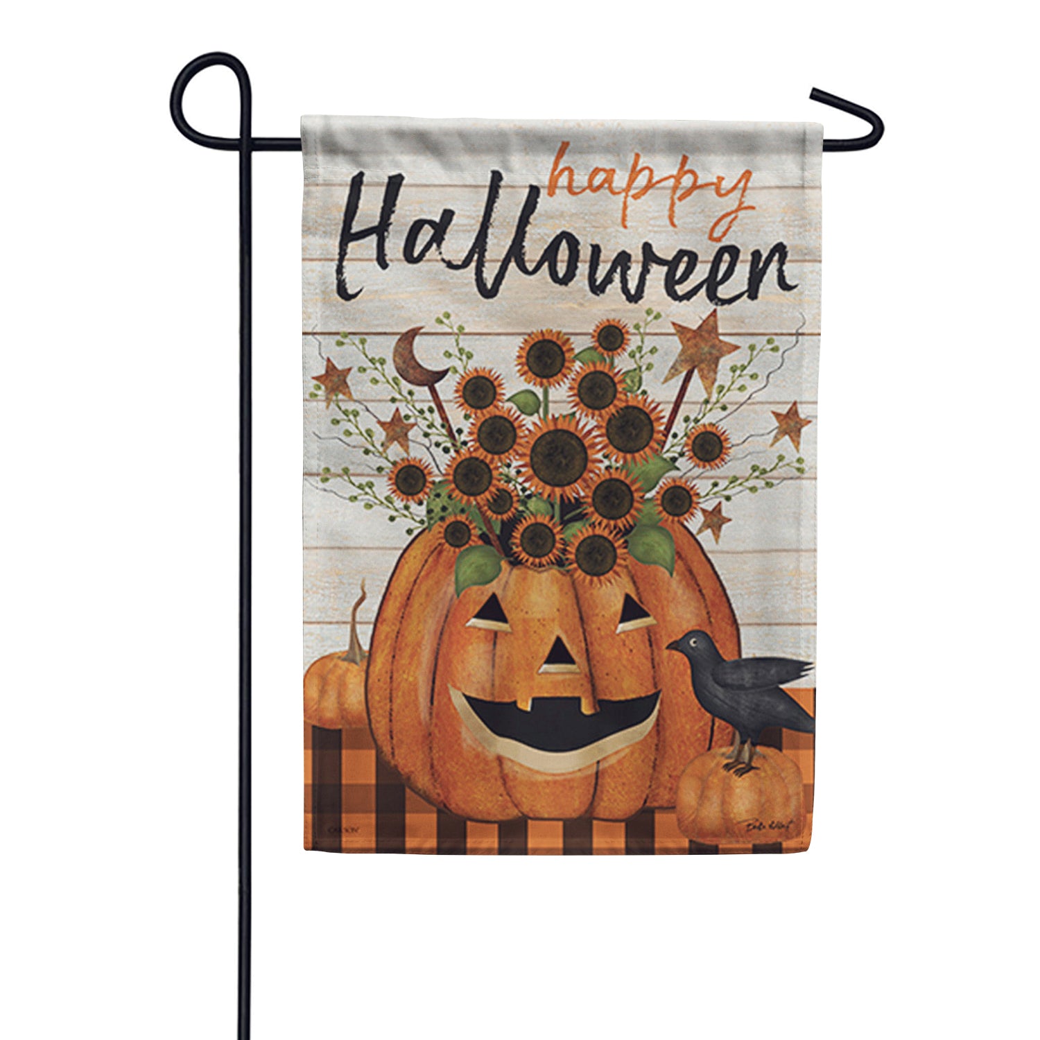 Jack O' Lantern Floral Garden Flag