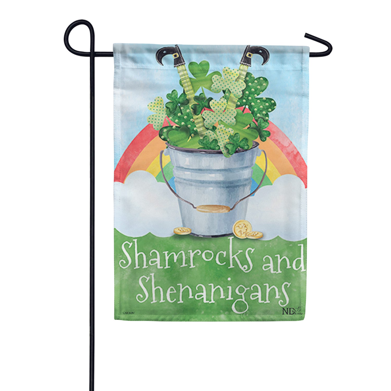 Patterned Shamrock Basket Garden Flag