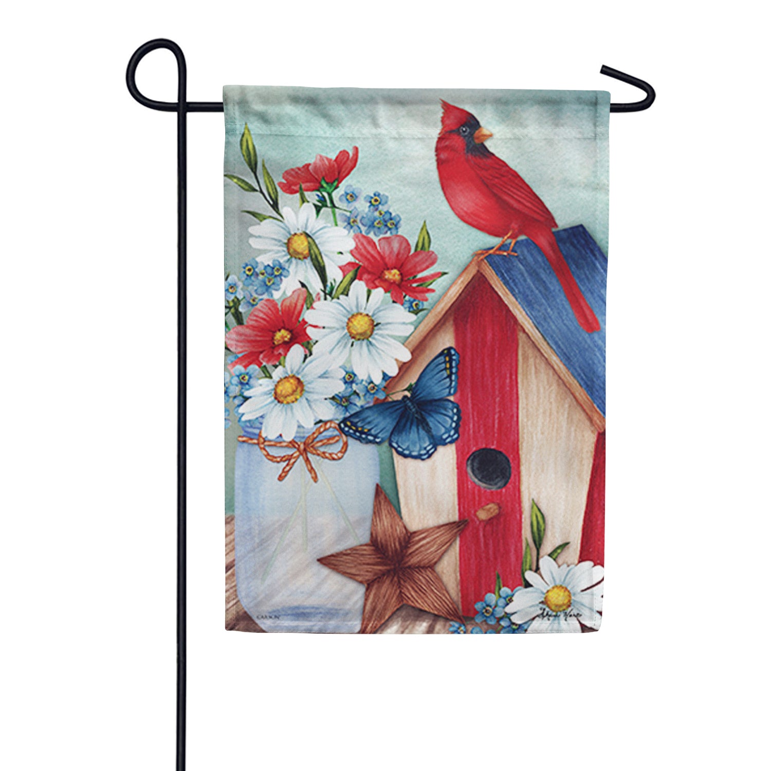 Patriotic Cardinal Garden Flag