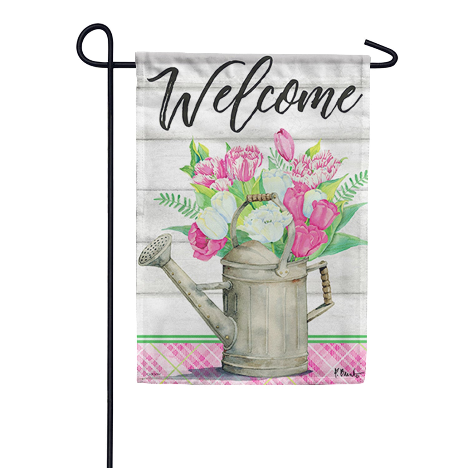 Spring Watering Can Garden Flag