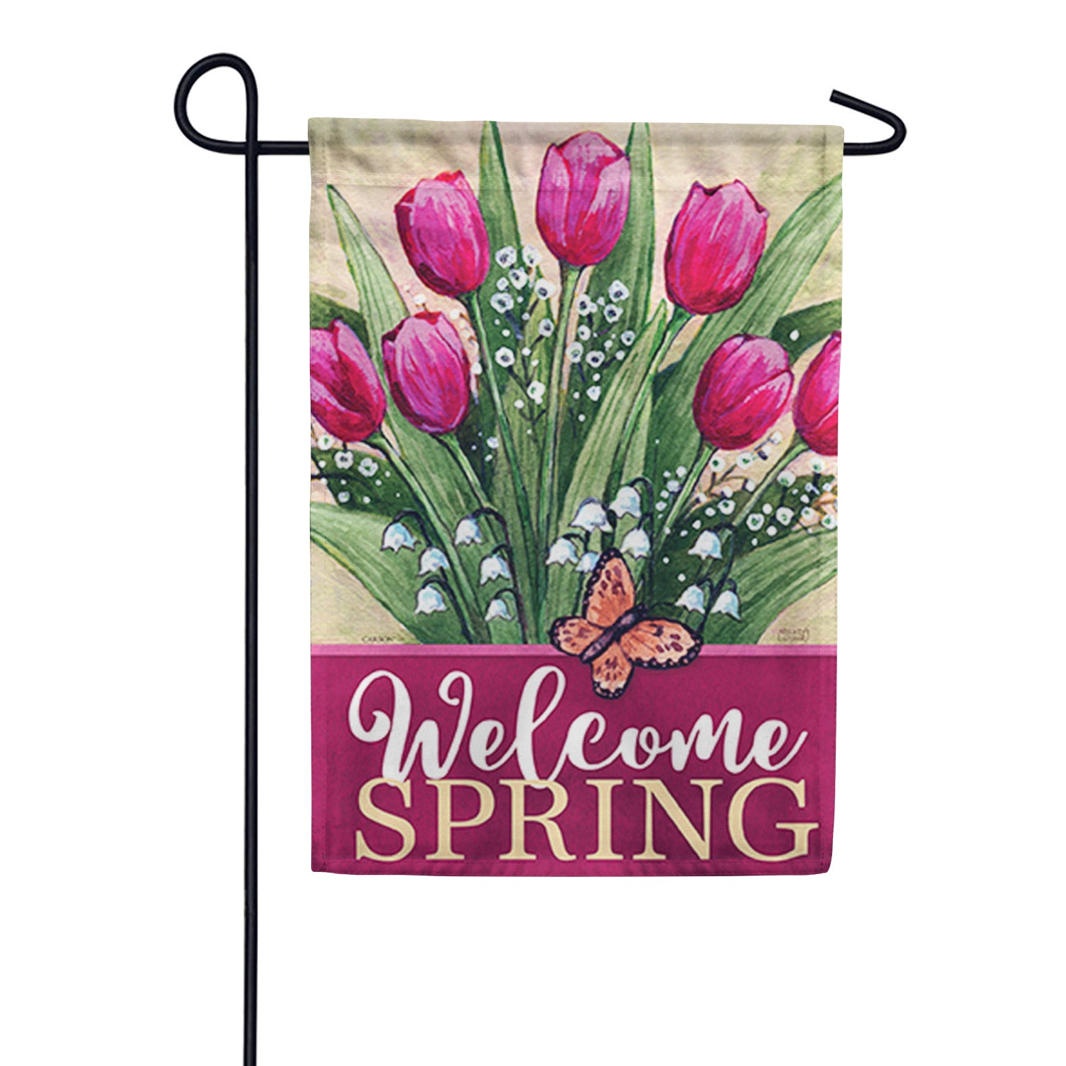 Tulips & Butterfly Garden Flag