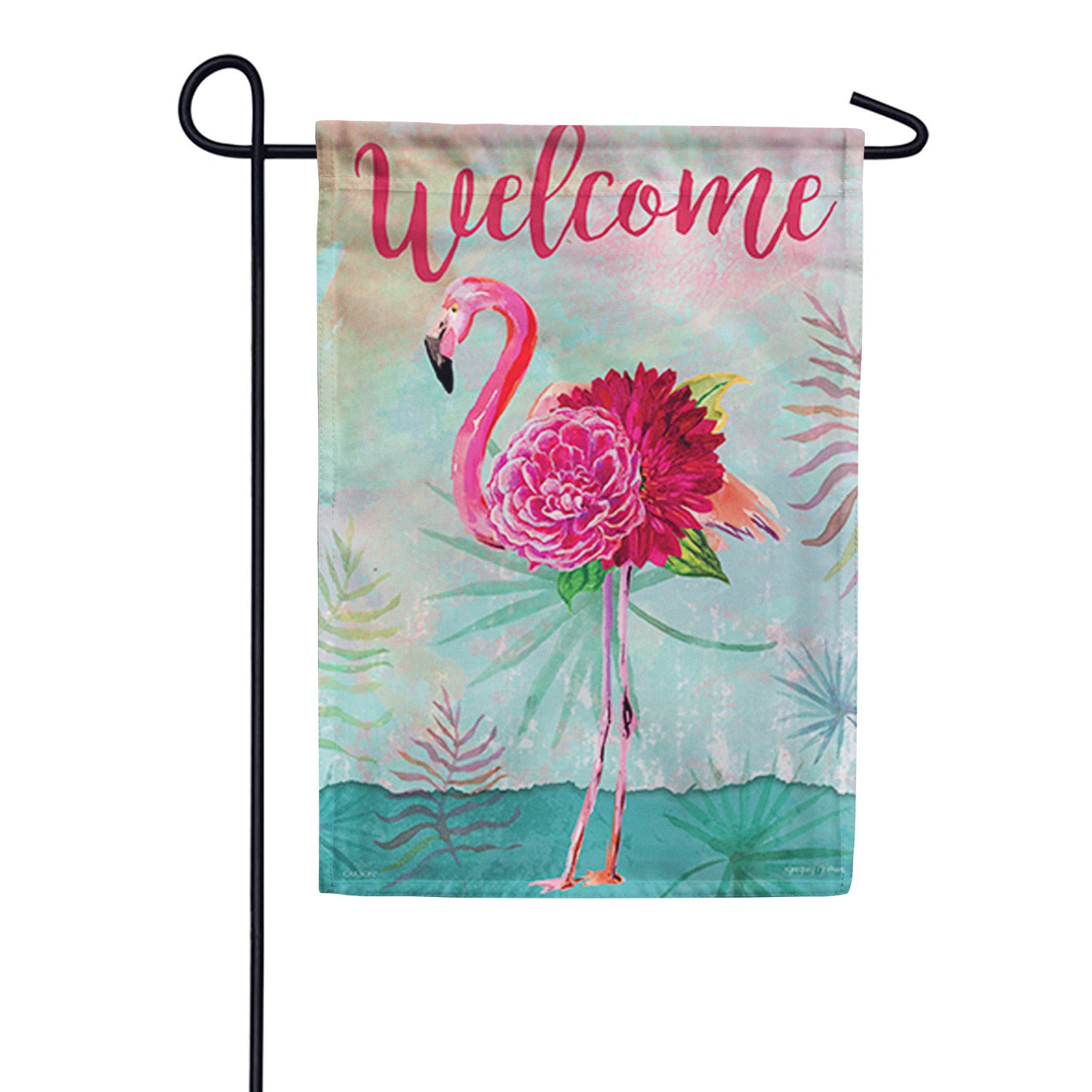 Floral Flamingo Garden Flag