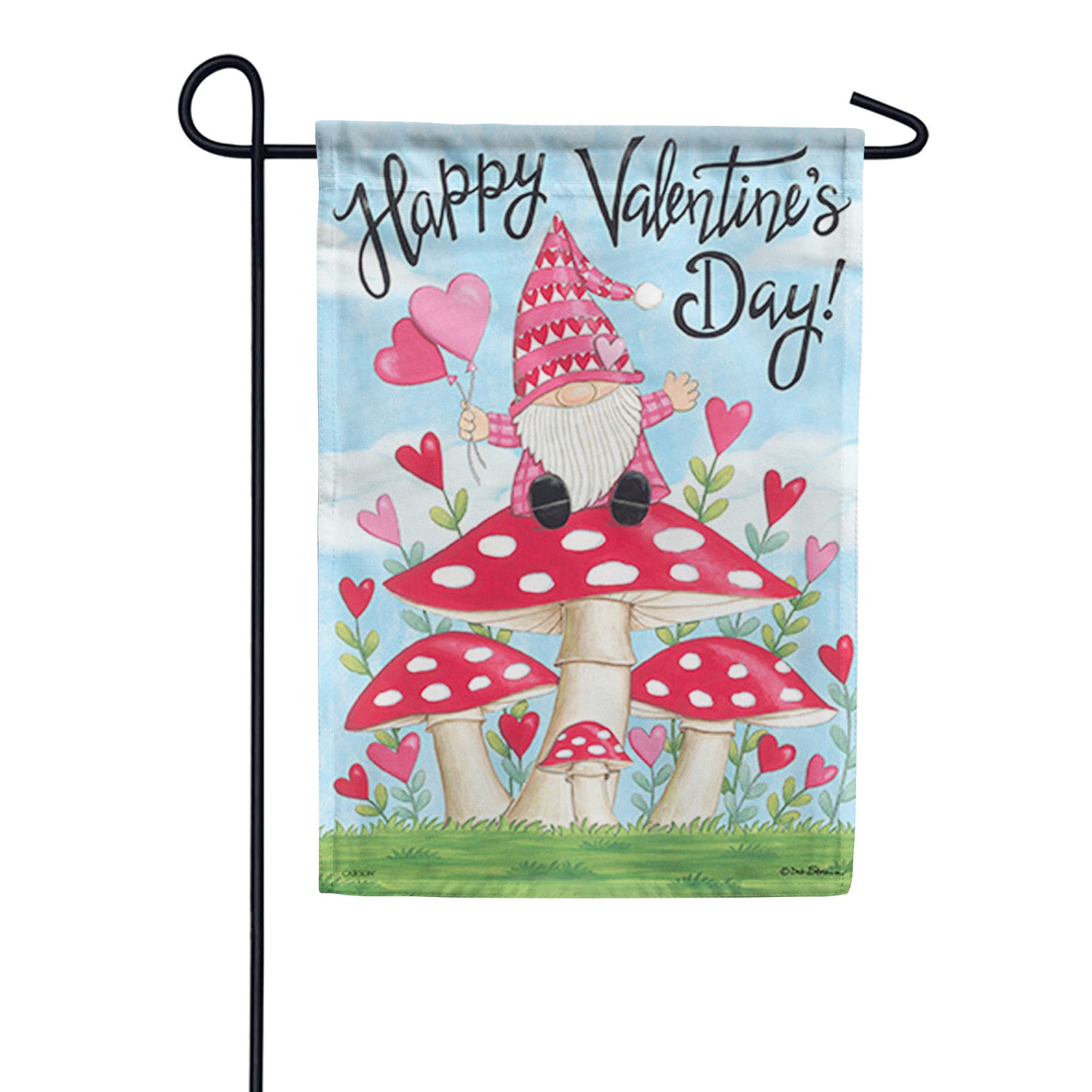 Happy Valentine Gnome Glitter Trends Garden Flag