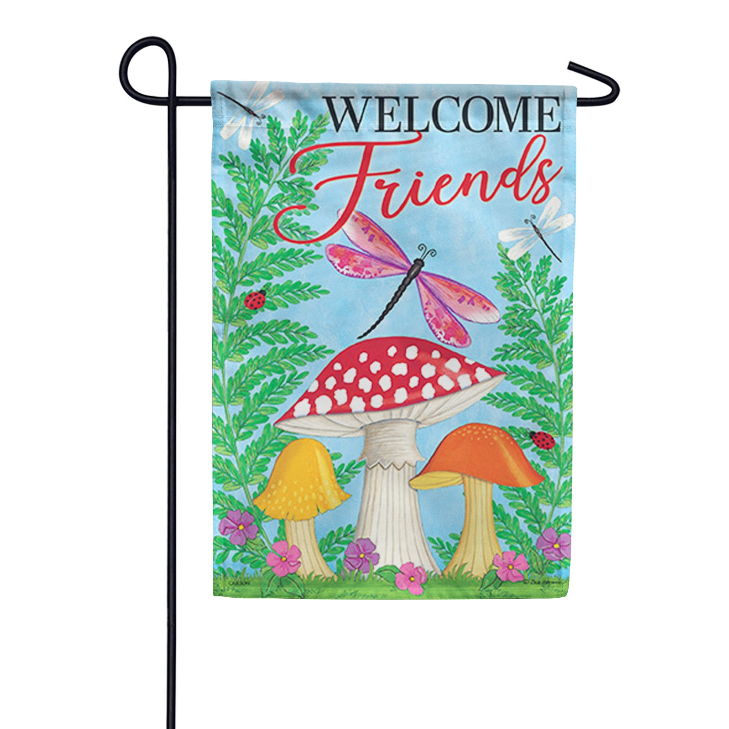 Mushrooms & Dragonflies Double Sided Garden Flag