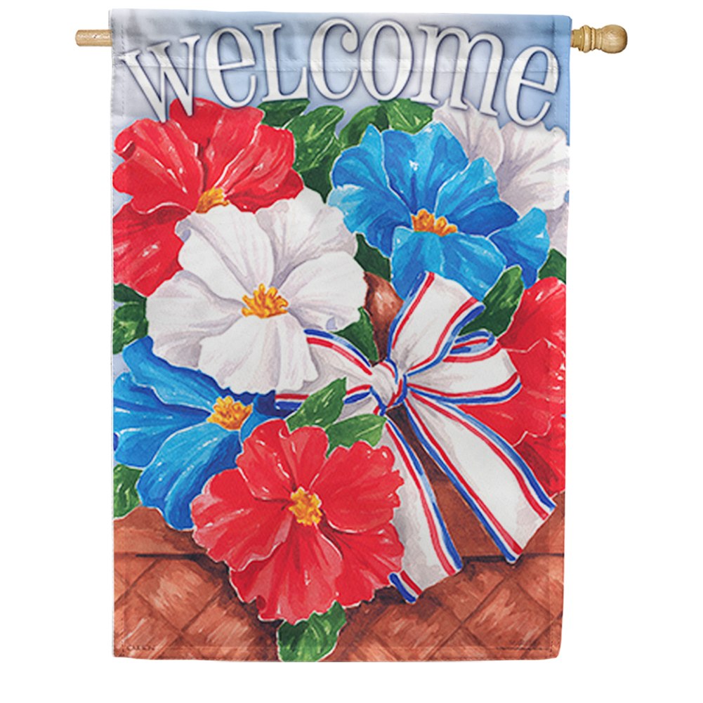 Patriotic Petunias Double Sided House Flag