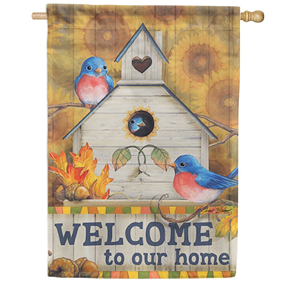 Autumn Bluebirds House Flag