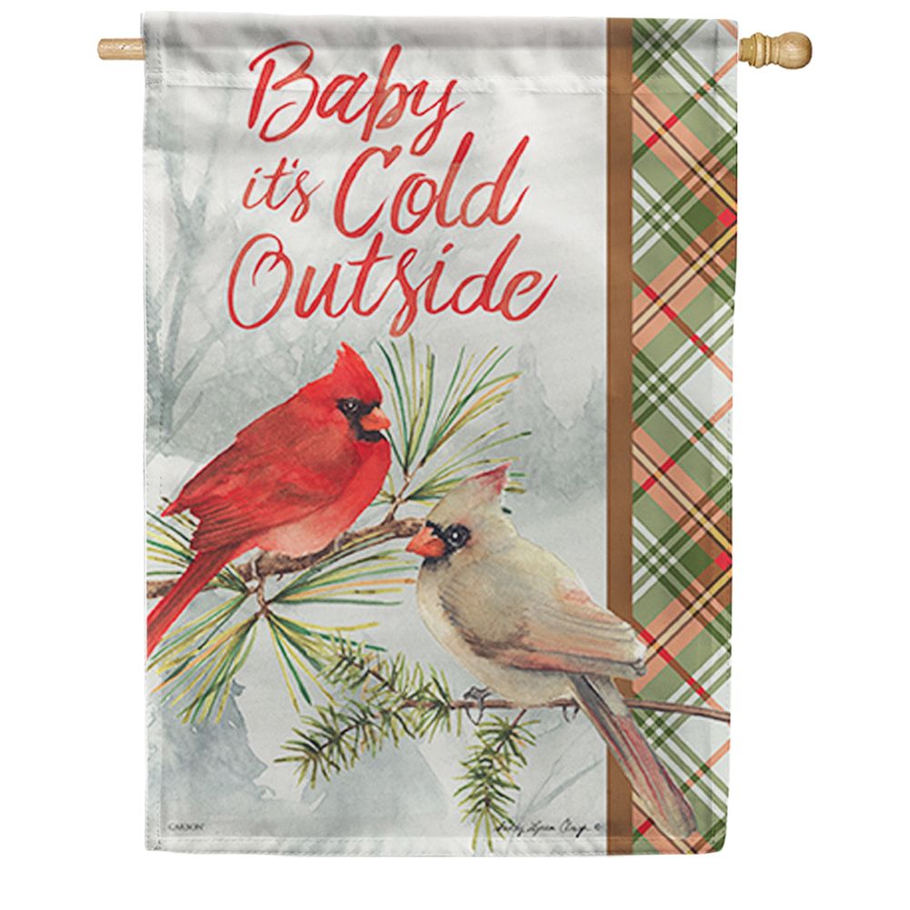 Winter Cardinal Pair House Flag