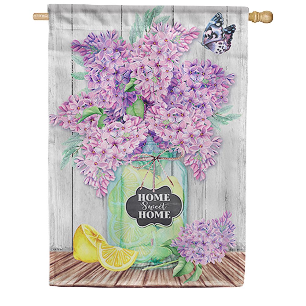 Lilacs In Jar Dura Soft Double Sided House Flag