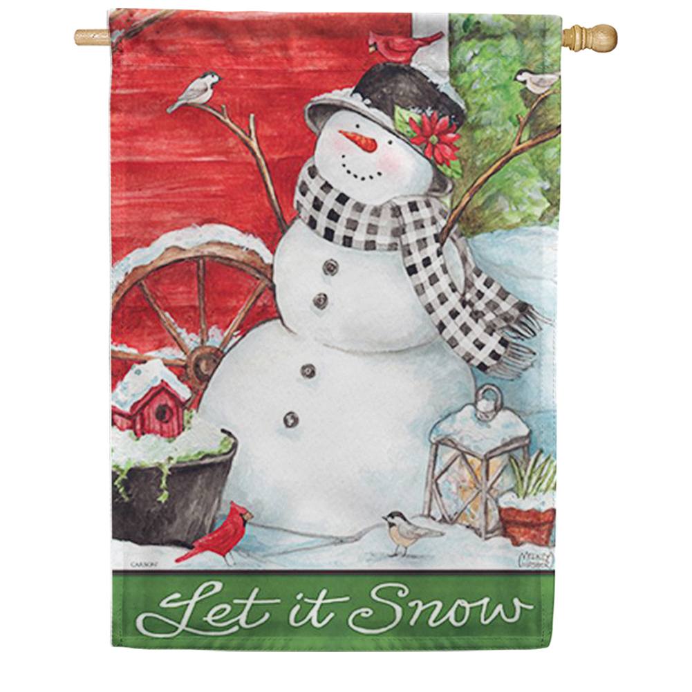 Snowman Bird Friends Double Sided House Flag