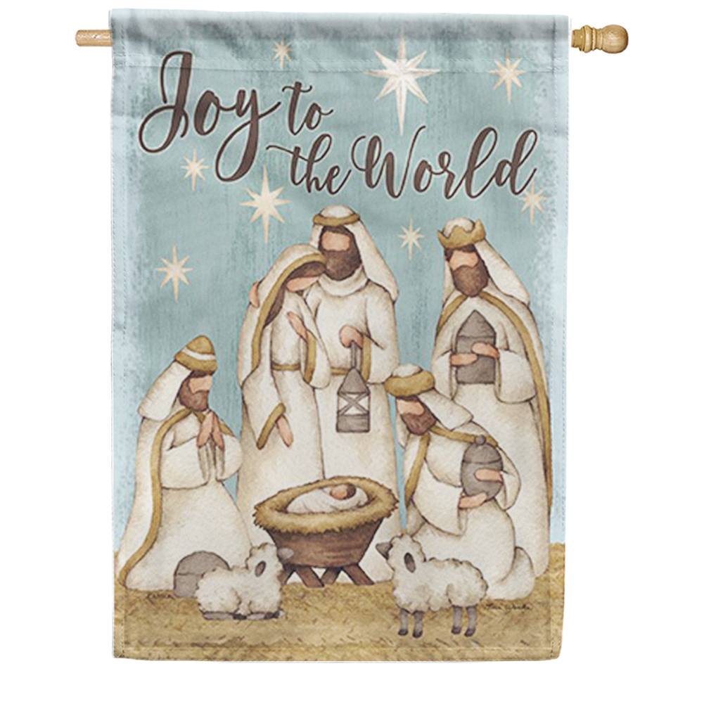 Nativity in Blue Double Sided House Flag