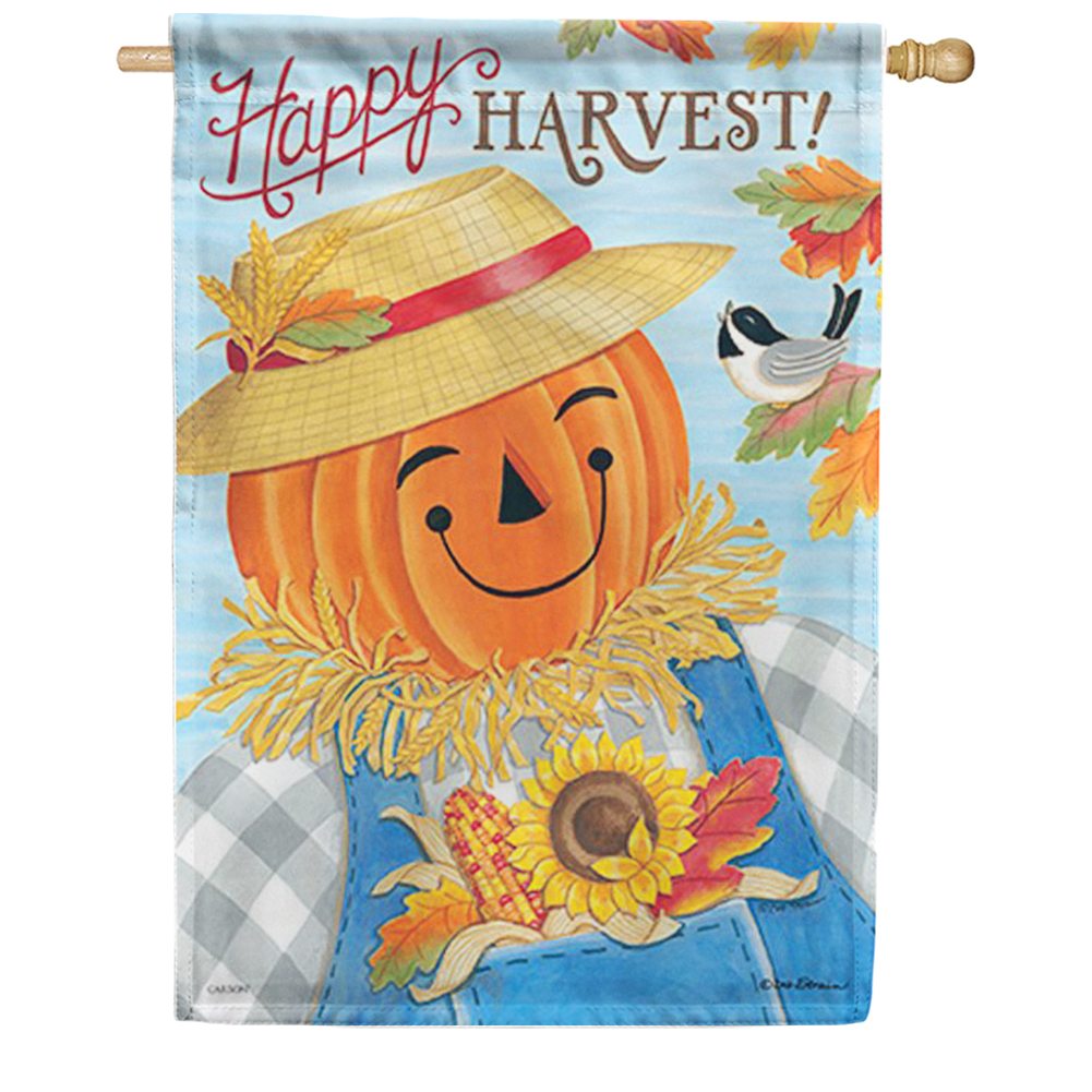 Happy Harvest Scarecrow Double Sided House Flag