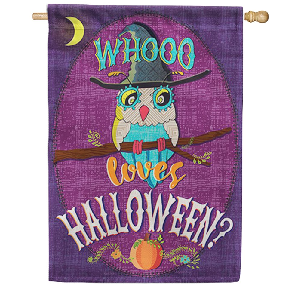 Whooo Loves Halloween? Double Sided House Flag