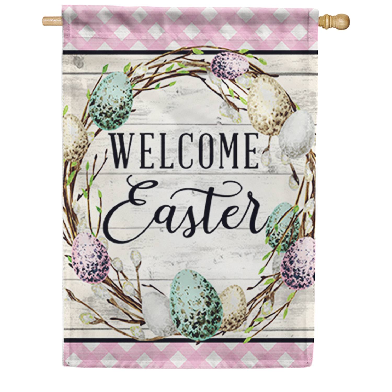 Farmhouse Easter House Flag