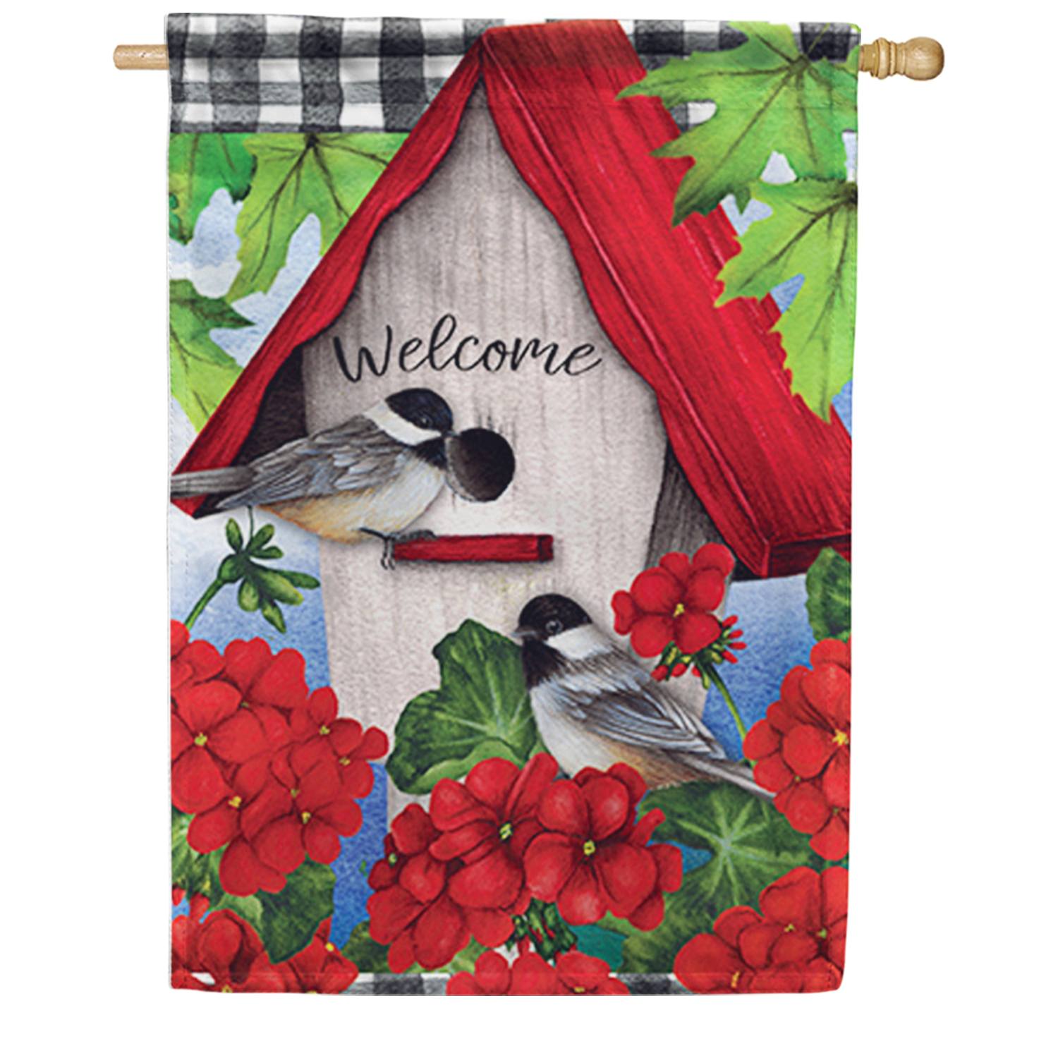 Carson Geranium Welcome House Flag